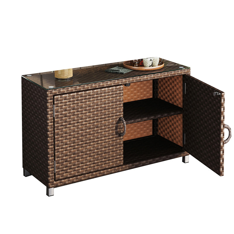 Modern Storage Cabinet Wicker&Rattan Side Cabinet With Doors Clearhalo 'Cabinets & Chests' 'cabinets_chests' 'furn' 'furn_cabinets_chests' 'Furniture' 'Living Room Furniture' 6083811