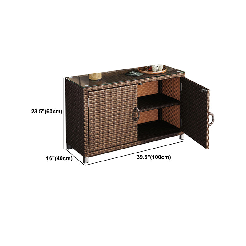 Modern Storage Cabinet Wicker&Rattan Side Cabinet With Doors Clearhalo 'Cabinets & Chests' 'cabinets_chests' 'furn' 'furn_cabinets_chests' 'Furniture' 'Living Room Furniture' 6083813