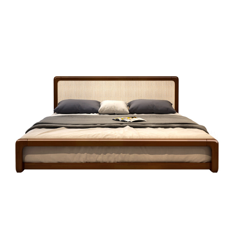 84.65 inch Wide Tropical Bed Frame Rubberwood Bed with Headboard Clearhalo 'Bedroom Furniture' 'Beds' 'furn' 'furn_beds' 'Furniture' 6083838