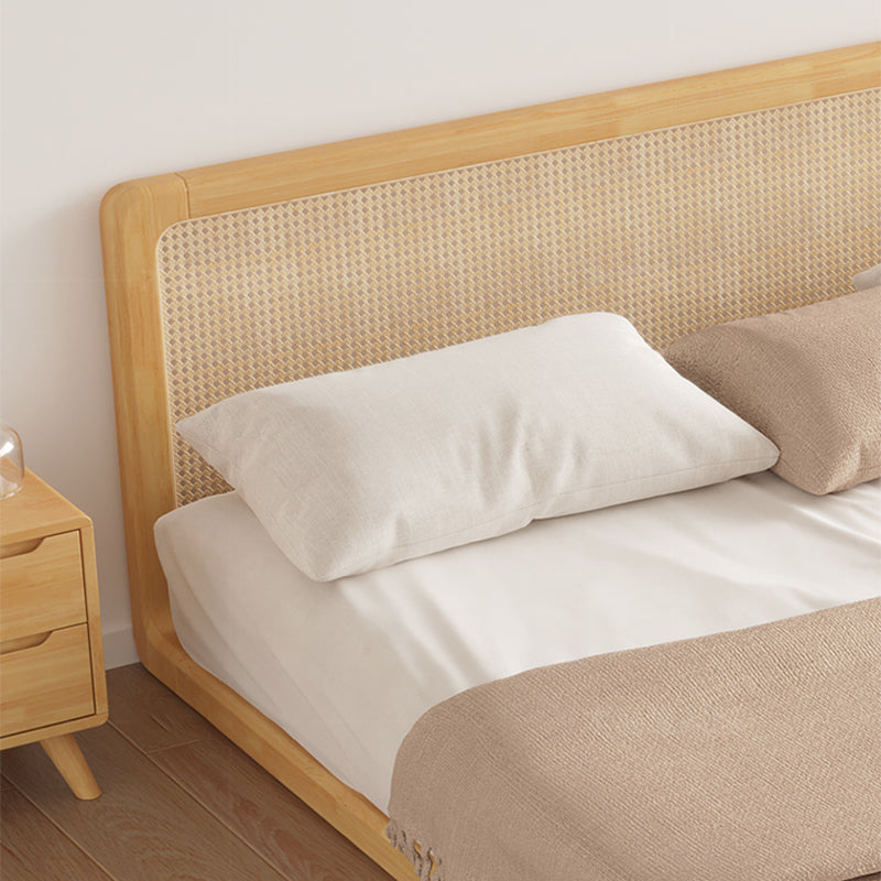 84.65 inch Wide Tropical Bed Frame Rubberwood Bed with Headboard Clearhalo 'Bedroom Furniture' 'Beds' 'furn' 'furn_beds' 'Furniture' 6083839