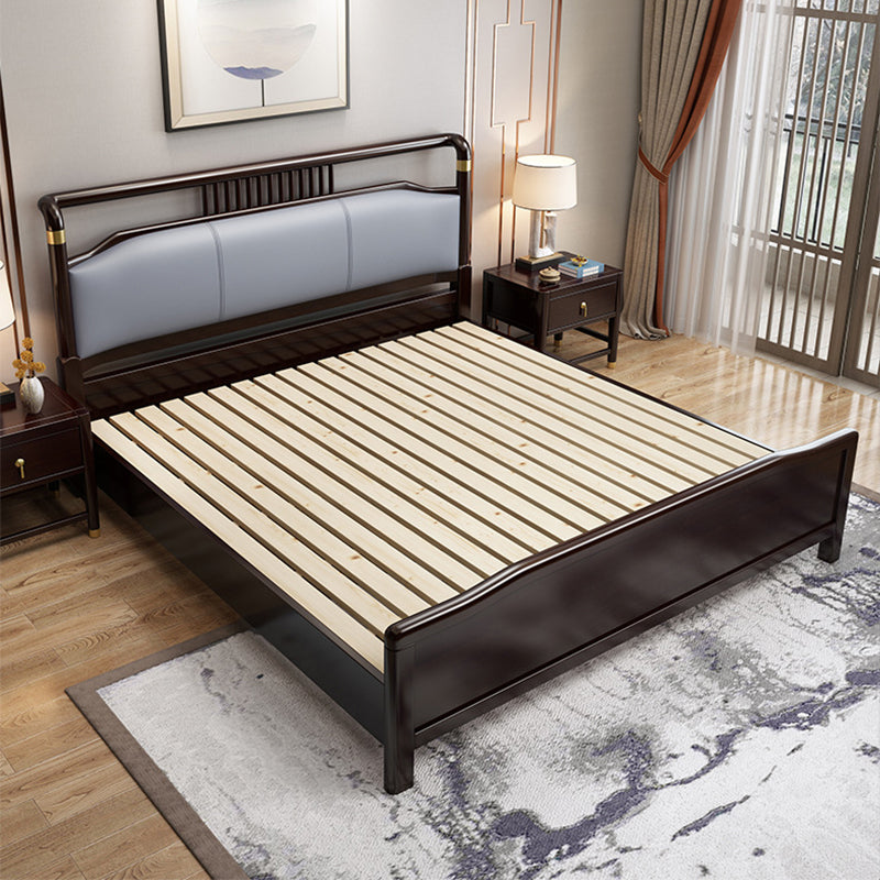 84.65 inch Wide Mid-century Bed Frame Rubberwood Bed with Upholstered Headboard Panel King Clearhalo 'Bedroom Furniture' 'Beds' 'furn' 'furn_beds' 'Furniture' 6083869