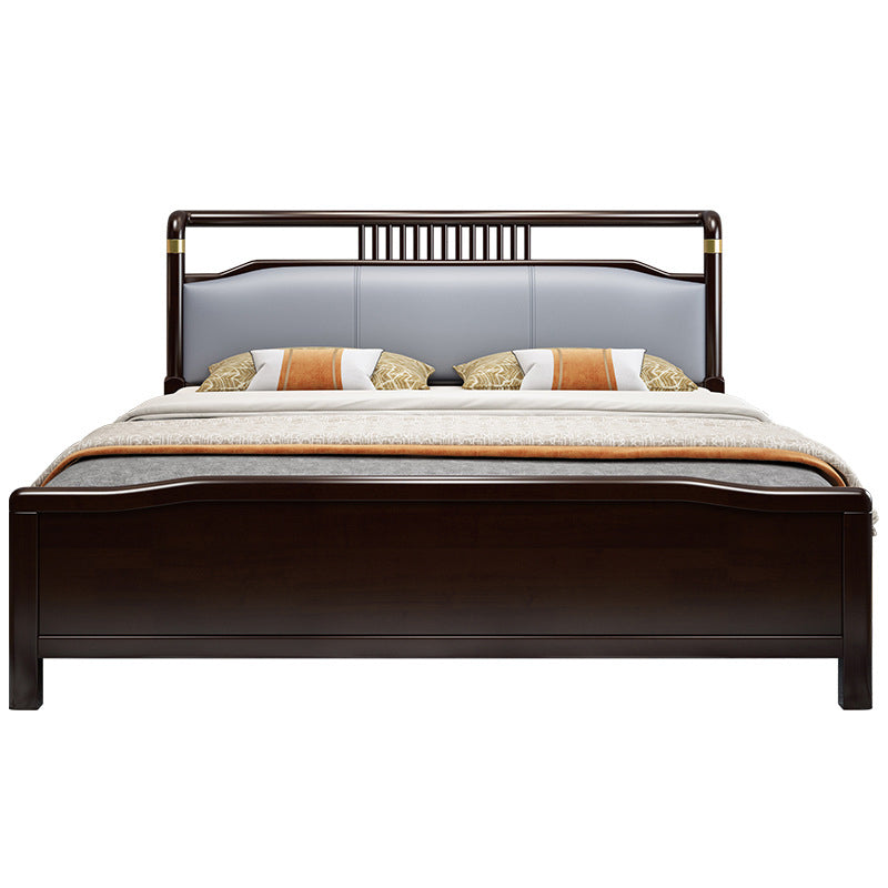 84.65 inch Wide Mid-century Bed Frame Rubberwood Bed with Upholstered Headboard Clearhalo 'Bedroom Furniture' 'Beds' 'furn' 'furn_beds' 'Furniture' 6083872