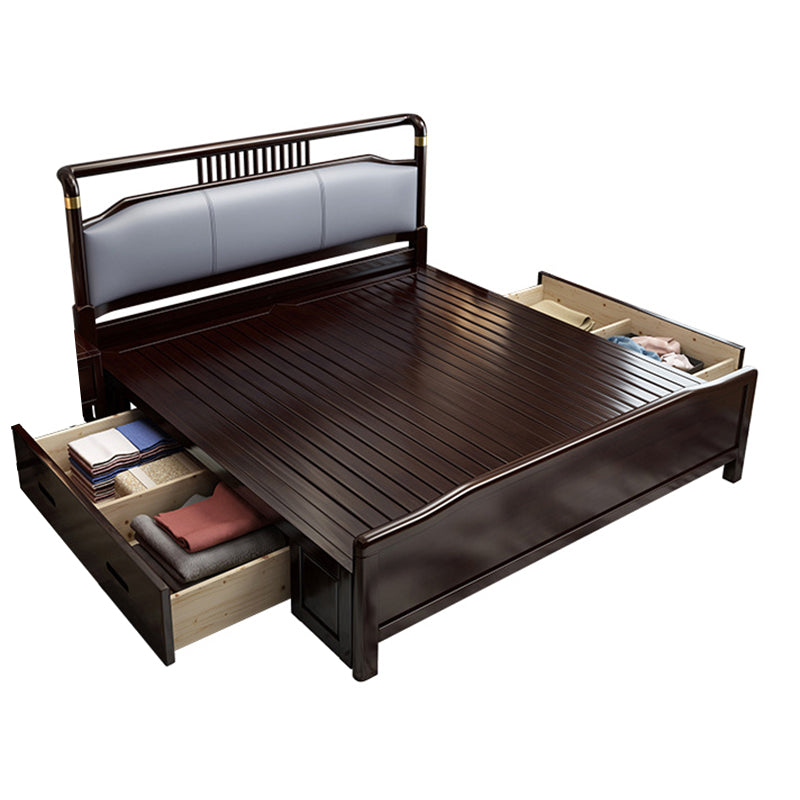 84.65 inch Wide Mid-century Bed Frame Rubberwood Bed with Upholstered Headboard Clearhalo 'Bedroom Furniture' 'Beds' 'furn' 'furn_beds' 'Furniture' 6083878