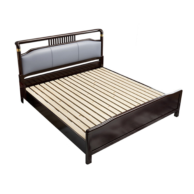 84.65 inch Wide Mid-century Bed Frame Rubberwood Bed with Upholstered Headboard Clearhalo 'Bedroom Furniture' 'Beds' 'furn' 'furn_beds' 'Furniture' 6083879