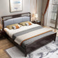 84.65 inch Wide Mid-century Bed Frame Rubberwood Bed with Upholstered Headboard Clearhalo 'Bedroom Furniture' 'Beds' 'furn' 'furn_beds' 'Furniture' 6083880