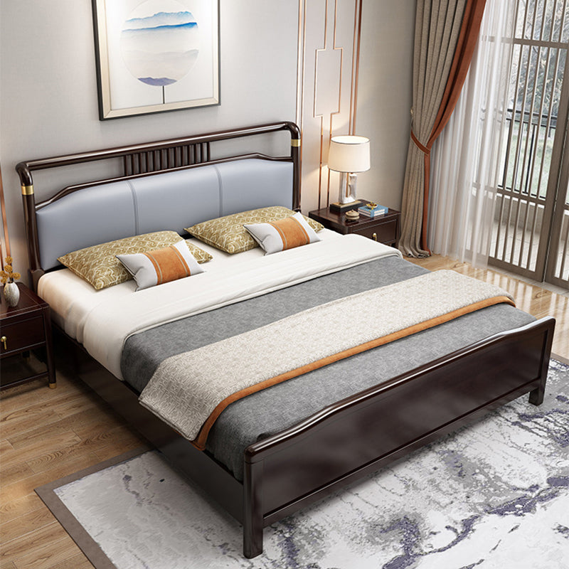 84.65 inch Wide Mid-century Bed Frame Rubberwood Bed with Upholstered Headboard Clearhalo 'Bedroom Furniture' 'Beds' 'furn' 'furn_beds' 'Furniture' 6083880