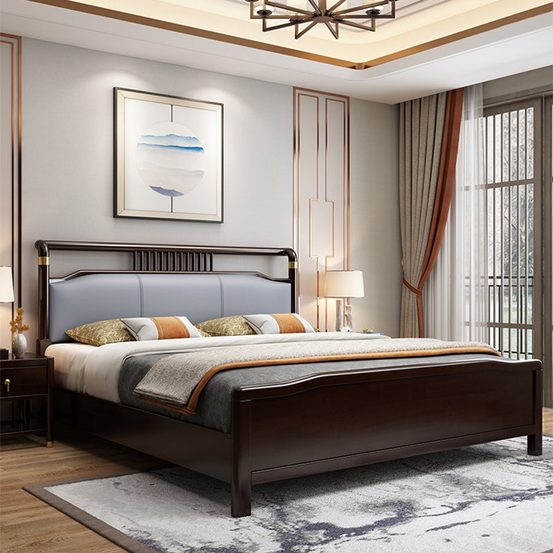 84.65 inch Wide Mid-century Bed Frame Rubberwood Bed with Upholstered Headboard Clearhalo 'Bedroom Furniture' 'Beds' 'furn' 'furn_beds' 'Furniture' 6083881