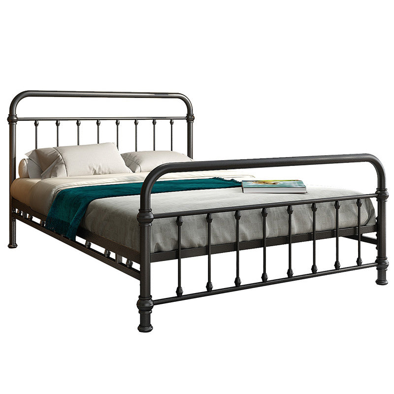Industrial Iron Bed with Rectangle Headboard and Metal Legs in Black Clearhalo 'Bedroom Furniture' 'Beds' 'furn' 'furn_beds' 'Furniture' 6083924