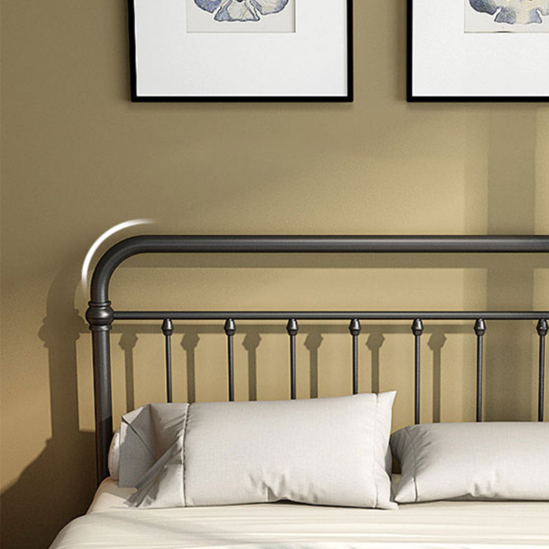 Industrial Iron Bed with Rectangle Headboard and Metal Legs in Black Clearhalo 'Bedroom Furniture' 'Beds' 'furn' 'furn_beds' 'Furniture' 6083927