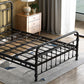Industrial Iron Bed with Rectangle Headboard and Metal Legs in Black Clearhalo 'Bedroom Furniture' 'Beds' 'furn' 'furn_beds' 'Furniture' 6083928