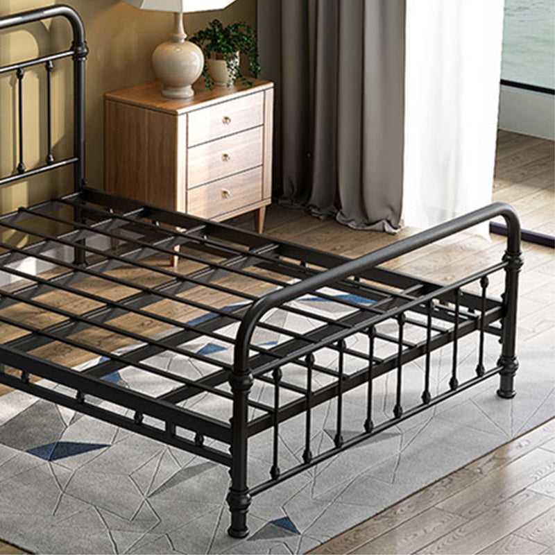 Industrial Iron Bed with Rectangle Headboard and Metal Legs in Black Clearhalo 'Bedroom Furniture' 'Beds' 'furn' 'furn_beds' 'Furniture' 6083928