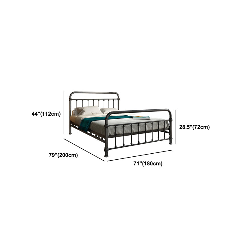 Industrial Iron Bed with Rectangle Headboard and Metal Legs in Black Clearhalo 'Bedroom Furniture' 'Beds' 'furn' 'furn_beds' 'Furniture' 6083932