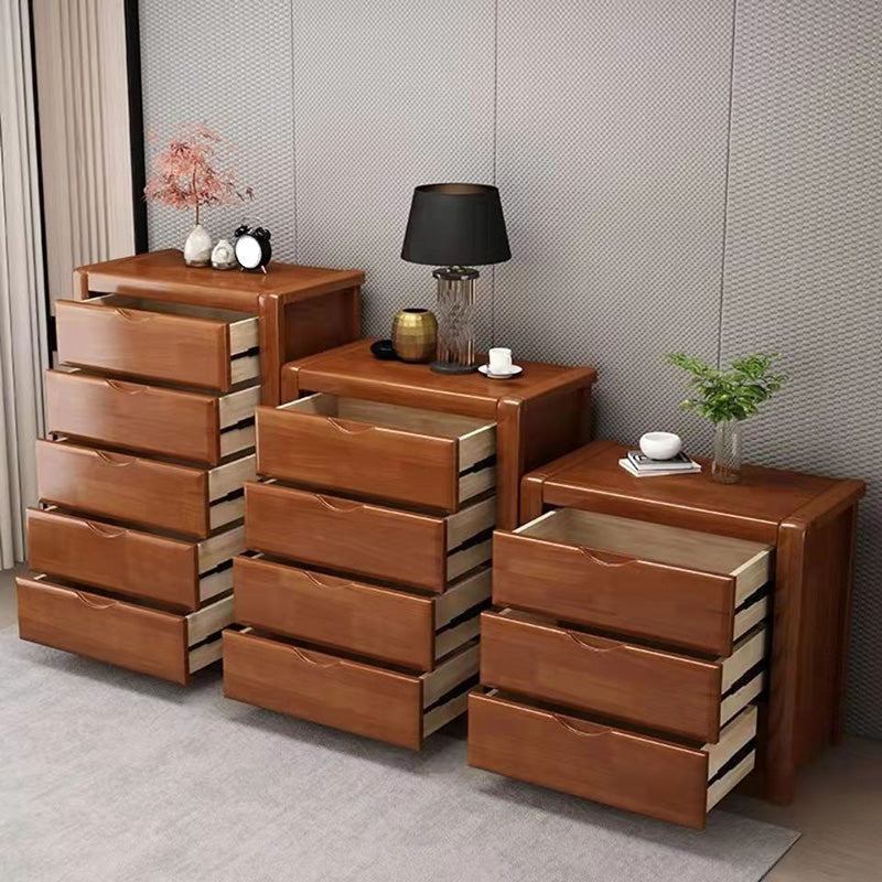 Modern 15,74 "Wide Accent Chest Brown Rubberwood -borst met laden