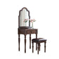Mesa de tocador de madera de 23.6 "W Juego de mesa de maquillaje de tocador de 1 cañón con espejo y taburetes