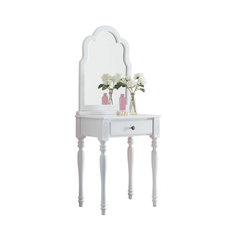 Mesa de tocador de madera de 23.6 "W Juego de mesa de maquillaje de tocador de 1 cañón con espejo y taburetes