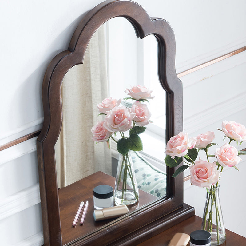 Mesa de tocador de madera de 23.6 "W Juego de mesa de maquillaje de tocador de 1 cañón con espejo y taburetes