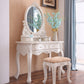 White Vanity Dressing Table Set Victorian Mirrored Wood Vanity Clearhalo 'Bedroom Furniture' 'furn' 'furn_makeup_vanities' 'Furniture' 'Makeup Vanities' 'makeup_vanities' 6084108