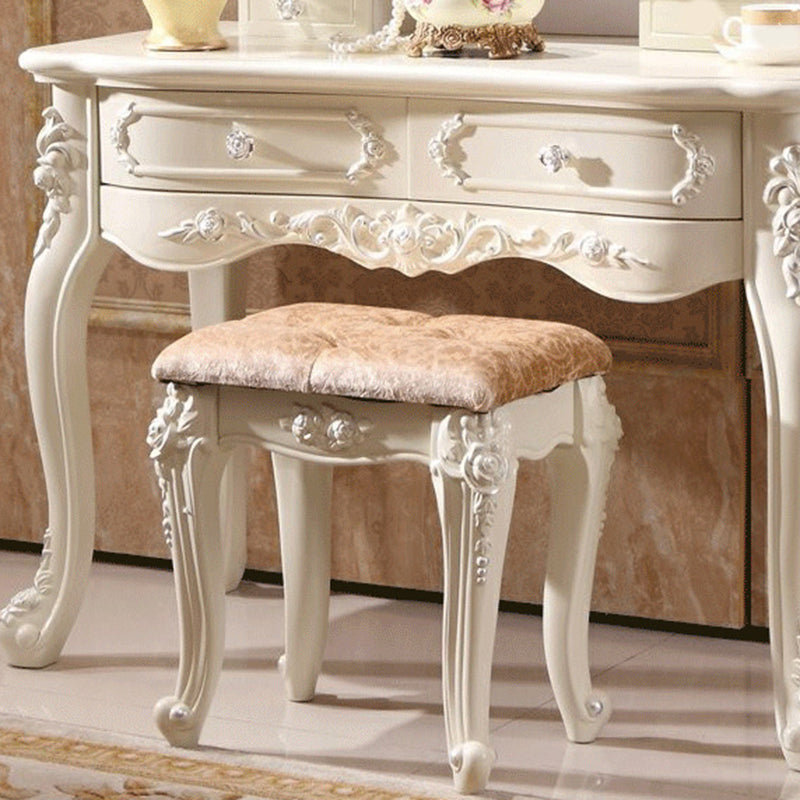 White Vanity Dressing Table Set Victorian Mirrored Wood Vanity Clearhalo 'Bedroom Furniture' 'furn' 'furn_makeup_vanities' 'Furniture' 'Makeup Vanities' 'makeup_vanities' 6084114