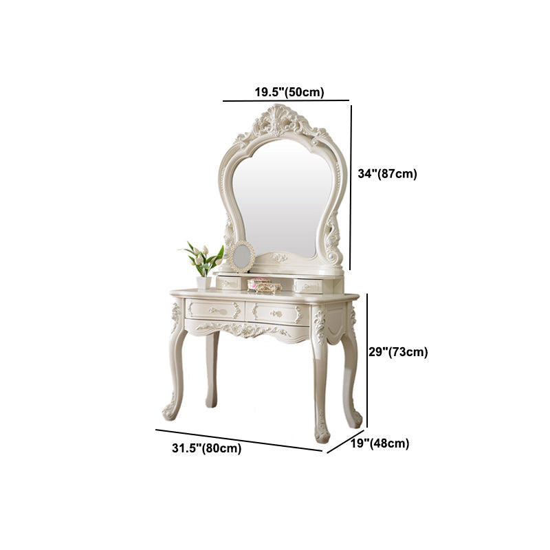 White Vanity Dressing Table Set Victorian Mirrored Wood Vanity Clearhalo 'Bedroom Furniture' 'furn' 'furn_makeup_vanities' 'Furniture' 'Makeup Vanities' 'makeup_vanities' 6084121