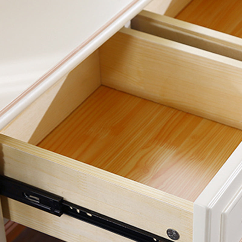 Scrivania di vanità a specchio avorio con 4 cassetti in legno vittoriano