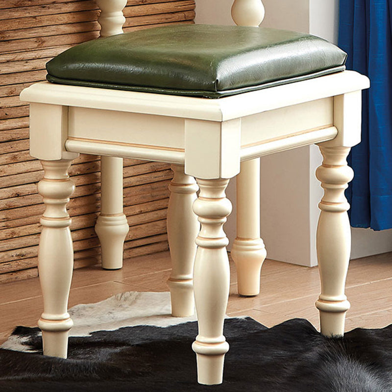 Scrivania di vanità a specchio avorio con 4 cassetti in legno vittoriano