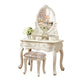 Victorian Mirrored Wood Makeup Dressing Table Stool Set in White
