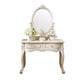 Victorian Mirrored Wood Makeup Dressing Table Stool Set in White