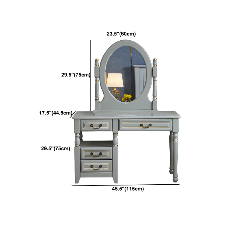 Meuble de bureau miroir 2 tiroir Vanité bleue avec tabouret rembourré