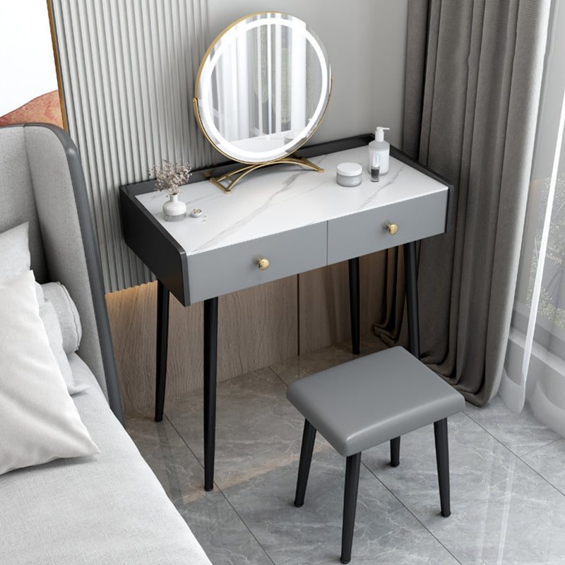 Modern Compact Makeup Vanity 1/2 Cassette da toeletta con sgabello imbottito