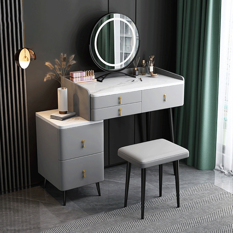 Tabouret de maquillage de vanité en pierre moderne ensemble tabouret gris