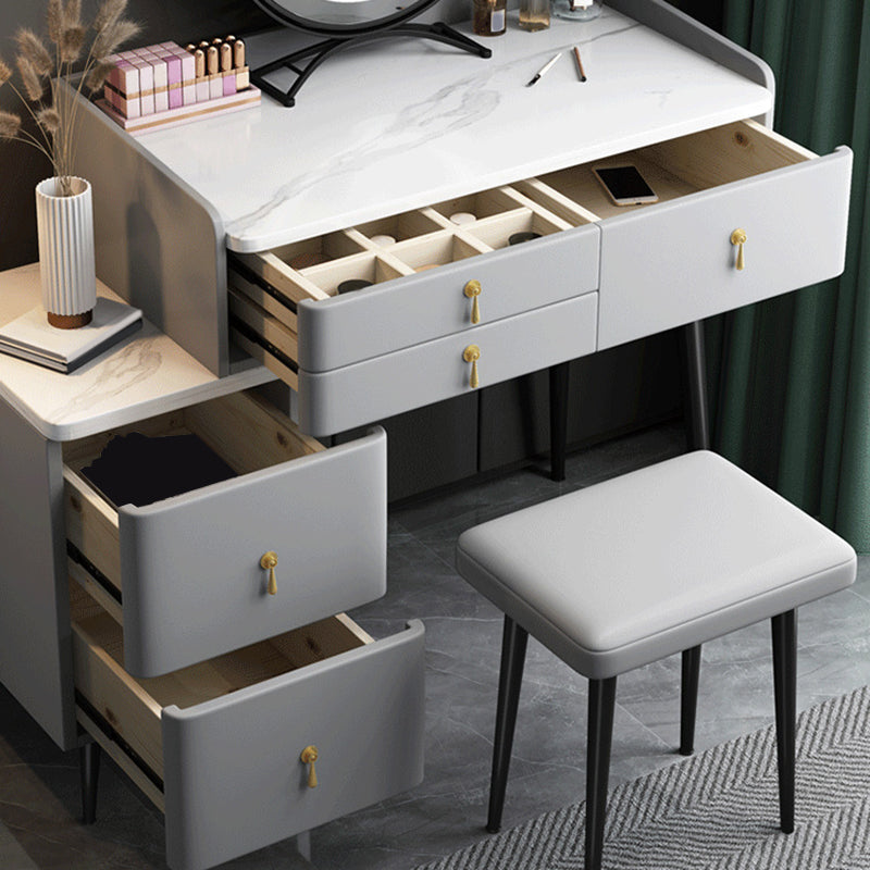Tabouret de maquillage de vanité en pierre moderne ensemble tabouret gris