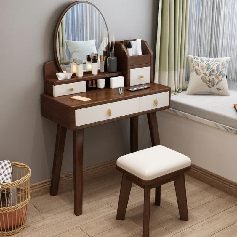 4 cassetti e specchio set da toeletta per il trucco per il trucco per il trucco per la scrivania in legno in legno