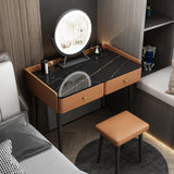 Tocador contemporáneo 2 cajones de almacenamiento tocador con taburetes acolchados