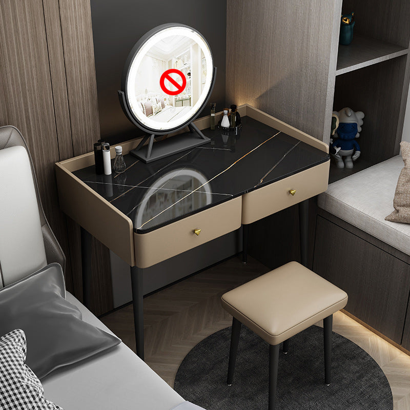 Tocador contemporáneo 2 cajones de almacenamiento tocador con taburetes acolchados