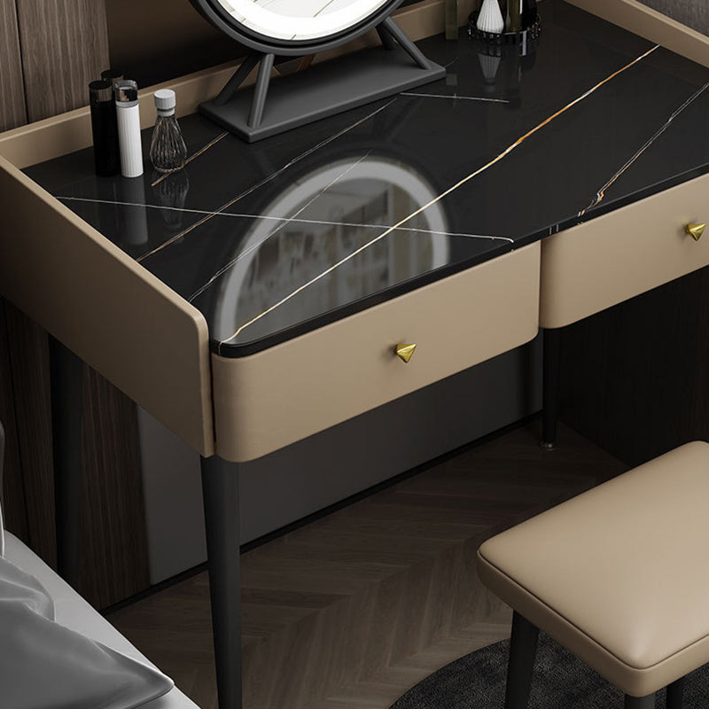 Tocador contemporáneo 2 cajones de almacenamiento tocador con taburetes acolchados