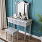 3-Piece Set Makeup Vanity Victorian Mirror and Stool Dressing Desk Makeup Vanity & Mirror & Stools Grey Clearhalo 'Bedroom Furniture' 'furn' 'furn_makeup_vanities' 'Furniture' 'Makeup Vanities' 'makeup_vanities' 6084284