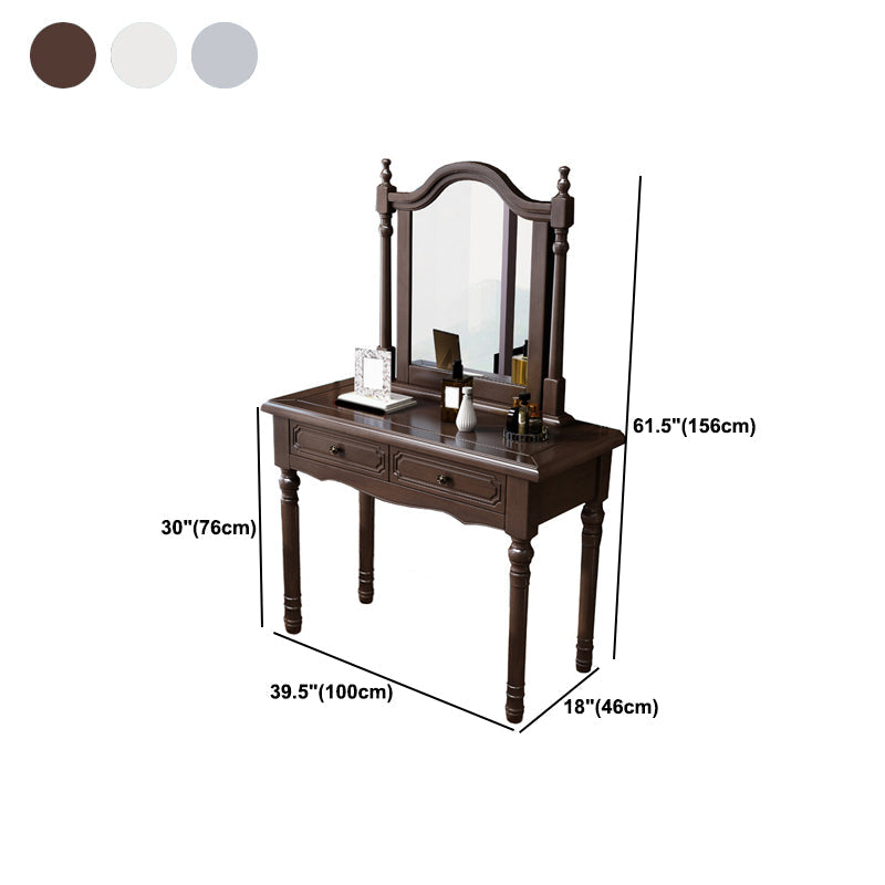 3-Piece Set Makeup Vanity Victorian Mirror and Stool Dressing Desk Clearhalo 'Bedroom Furniture' 'furn' 'furn_makeup_vanities' 'Furniture' 'Makeup Vanities' 'makeup_vanities' 6084293
