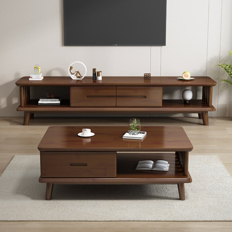 Legno a 4 gambe contemporanei con tavolino rettangolare singolo rettangolare