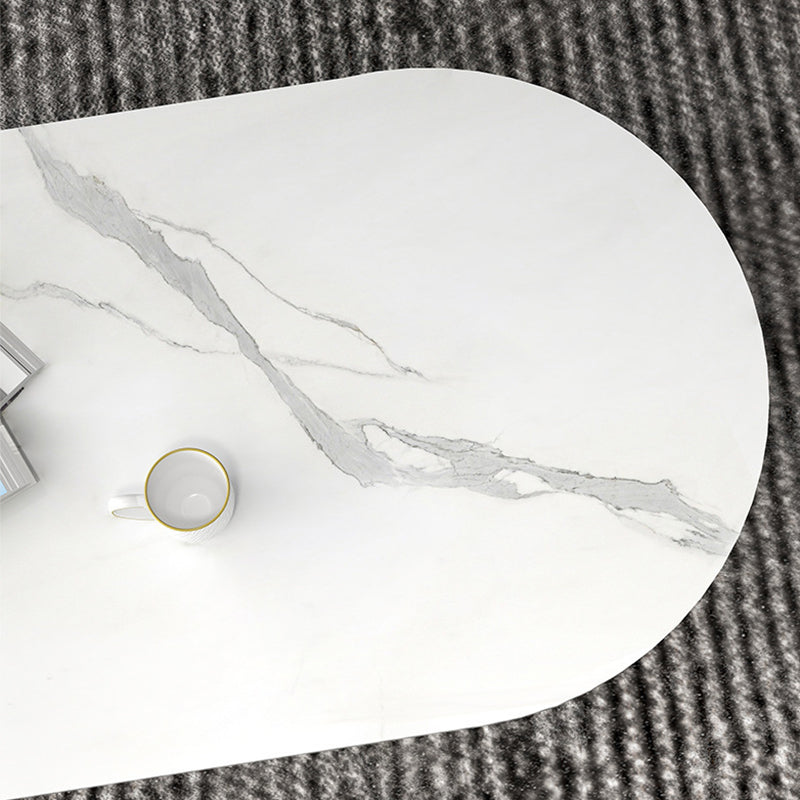 Glam Style Oval Coffee Table with Marble Top and Iron Base in Black Clearhalo 'Coffee & Accent Tables' 'Coffee Tables' 'coffee_tables' 'furn' 'furn_coffee_tables' 'Furniture' 'Living Room Furniture' 6084315