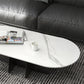 Glam Style Oval Coffee Table with Marble Top and Iron Base in Black Clearhalo 'Coffee & Accent Tables' 'Coffee Tables' 'coffee_tables' 'furn' 'furn_coffee_tables' 'Furniture' 'Living Room Furniture' 6084316