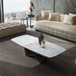 Glam rechthoekige witte salontafel met marmeren blad en stalen onderstel