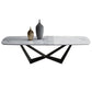 Glam rechthoekige witte salontafel met marmeren blad en stalen onderstel