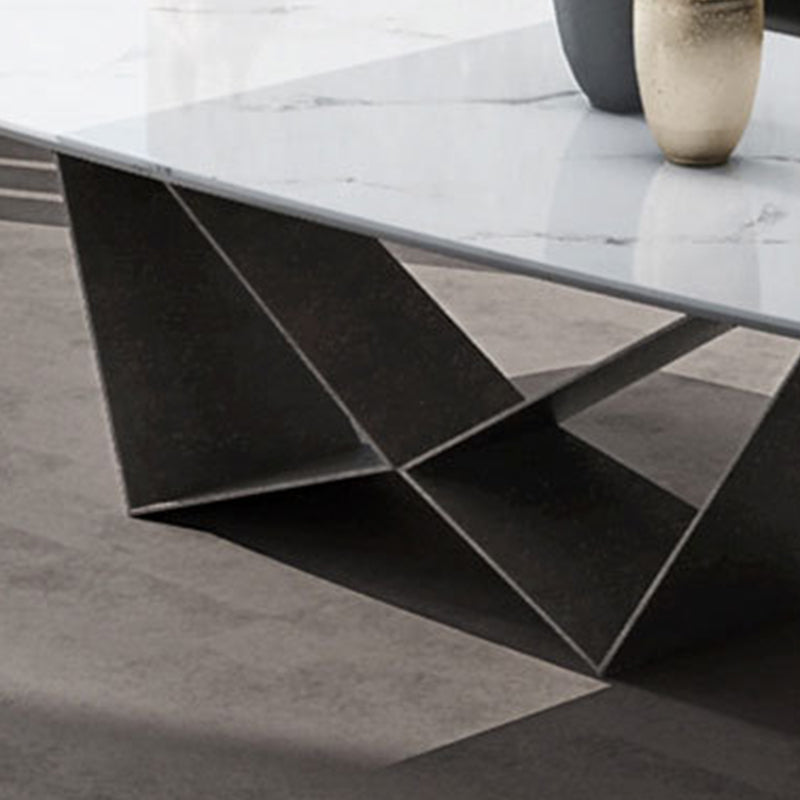 Glam rechthoekige witte salontafel met marmeren blad en stalen onderstel