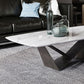 Glam rechthoekige witte salontafel met marmeren blad en stalen onderstel