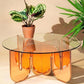 Contemporary Round Coffee Table with Glass Top and Acrylic Cross Base Clearhalo 'Coffee & Accent Tables' 'Coffee Tables' 'coffee_tables' 'furn' 'furn_coffee_tables' 'Furniture' 'Living Room Furniture' 6084350