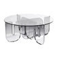 Contemporary Round Coffee Table with Glass Top and Acrylic Cross Base Clearhalo 'Coffee & Accent Tables' 'Coffee Tables' 'coffee_tables' 'furn' 'furn_coffee_tables' 'Furniture' 'Living Room Furniture' 6084356