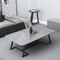 Rectangle Stone Top Coffee Table with Black Metal Trestle Base Clearhalo 'Coffee & Accent Tables' 'Coffee Tables' 'coffee_tables' 'furn' 'furn_coffee_tables' 'Furniture' 'Living Room Furniture' 6084375