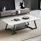 Rectangle Stone Top Coffee Table with Black Metal Trestle Base White Clearhalo 'Coffee & Accent Tables' 'Coffee Tables' 'coffee_tables' 'furn' 'furn_coffee_tables' 'Furniture' 'Living Room Furniture' 6084376