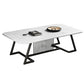 Rectangle Stone Top Coffee Table with Black Metal Trestle Base Clearhalo 'Coffee & Accent Tables' 'Coffee Tables' 'coffee_tables' 'furn' 'furn_coffee_tables' 'Furniture' 'Living Room Furniture' 6084377