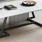 Rectangle Stone Top Coffee Table with Black Metal Trestle Base Clearhalo 'Coffee & Accent Tables' 'Coffee Tables' 'coffee_tables' 'furn' 'furn_coffee_tables' 'Furniture' 'Living Room Furniture' 6084379